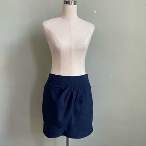 LOFT silk wide band layered faux wrap skirt